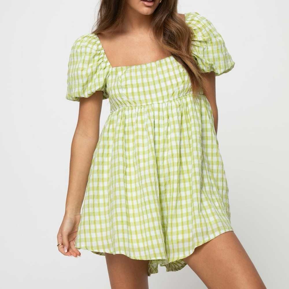 LORNA CHECK ROMPER GREEN